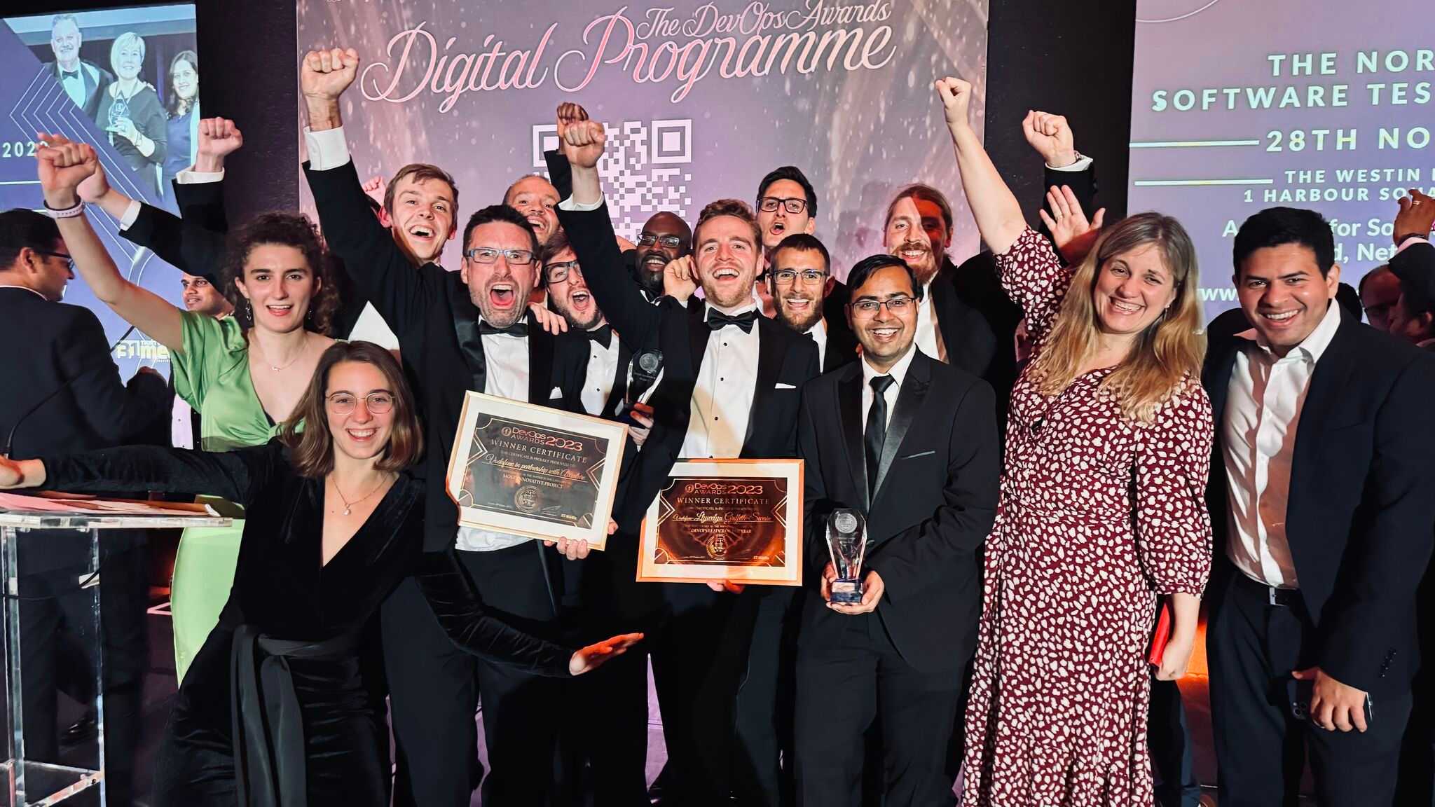 me and the team on stage having won some silly awards